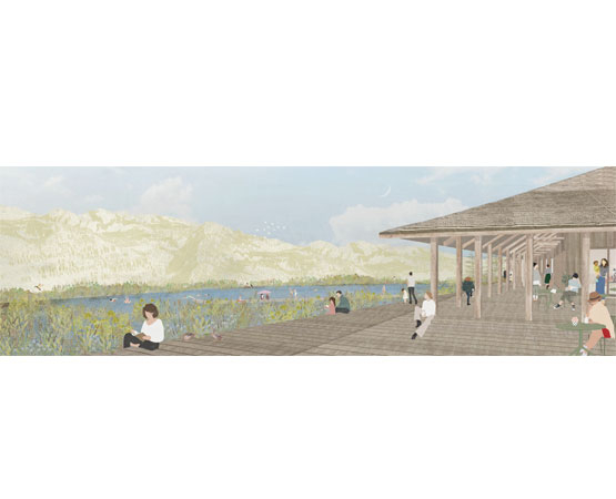 Vue d’architecte du futur bassin des Mosses, dont le creusement a débuté cet automne. FAZ architectes