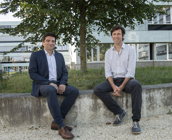 Jean-Philippe Lallement et Davor Kosanic, de l’Innovation Park de l’EPFL, où 10% de sociétés hébergées relèvent des cleantech. ARC Jean-Bernard Sieber
