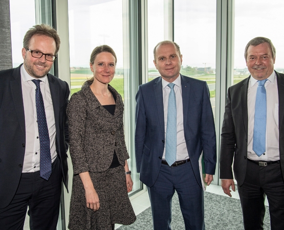 Raphaël Conz (à g.) et Jean-Frédéric Berthoud (à dr.) après la présentation des résultats 2018 de la promotion économique vaudoise. Pour ces spécialistes, l’implantation de la marque VAUD+ pose plusieurs défis. ARC Jean-Bernard Sieber